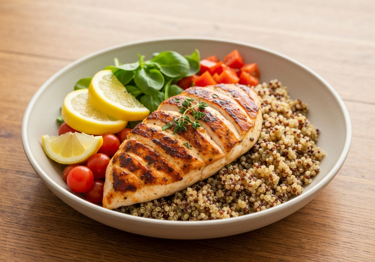 2. 15-Minute Quick Meal: Mediterranean Chicken & Quinoa Bowl